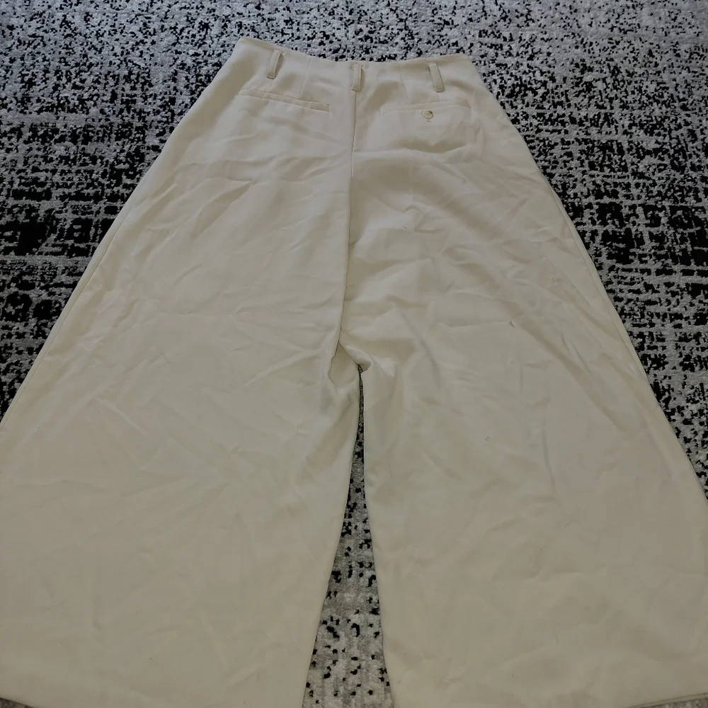 Maeve Anthropologie The Avery Pleated Wide Leg Crop Pants Cream 2 - Picture 16 of 16